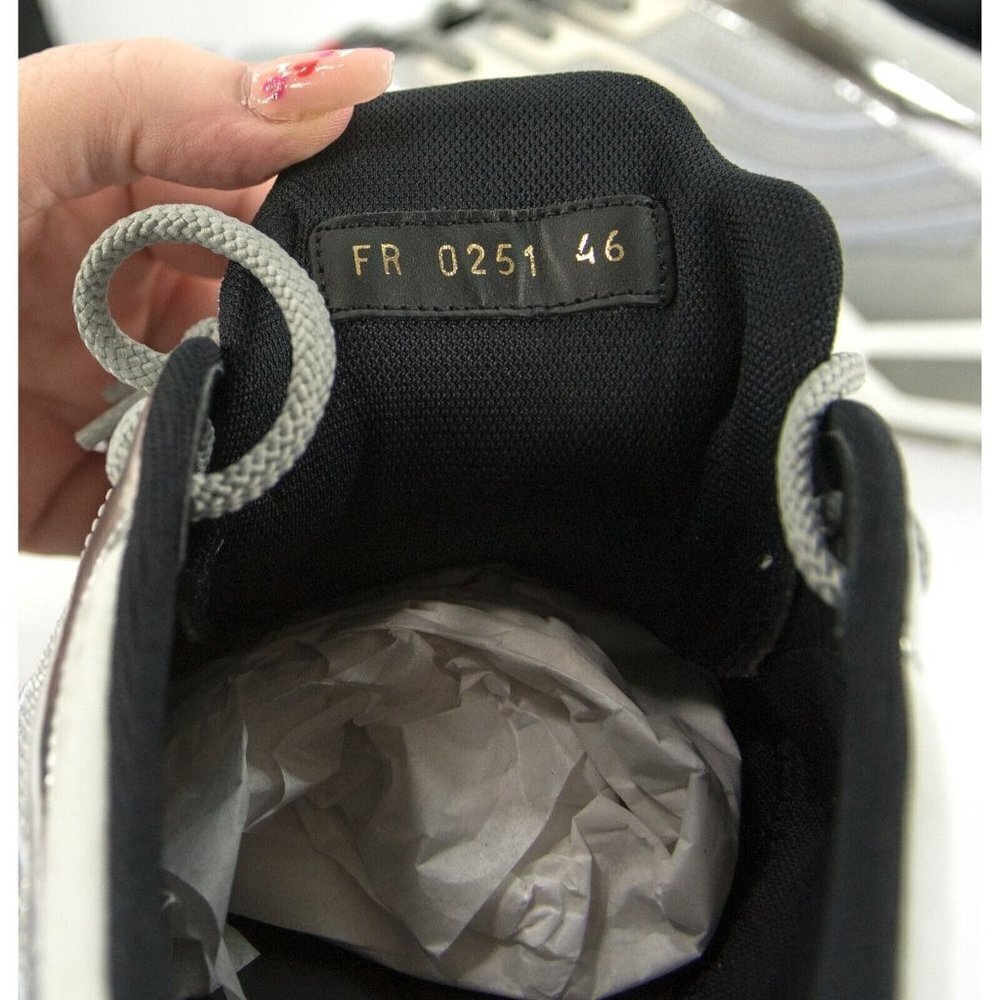 Givenchy Mens GIV 1 Silver Metallic Calf Leather Sneakers 46 NIB - Picture 10 of 12